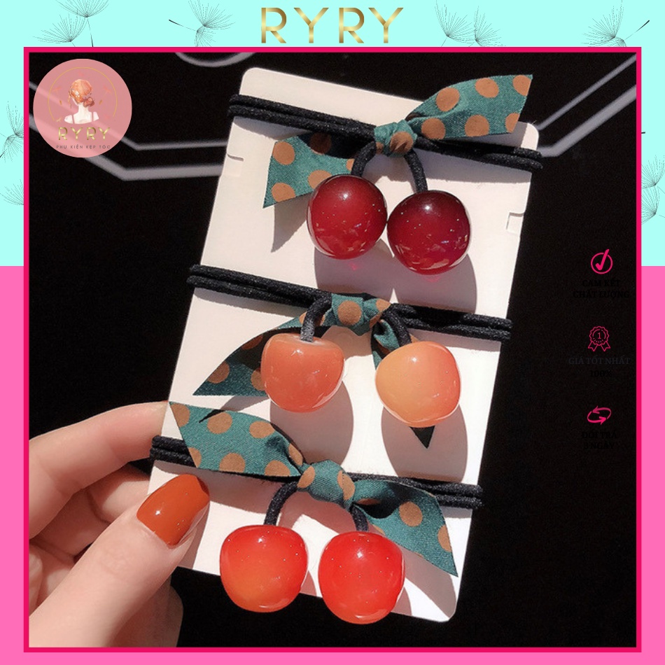 Dây Cột Tóc Dây Buộc Tóc Chùm Quả Cherry Xinh Xắn Phong Cách Hàn Quốc Cho Nữ