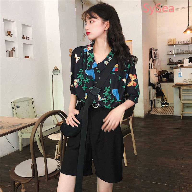 Áo sơ mi voan dáng rộng ngắn tay phong cách hè có cỡ lớn dành cho nữ