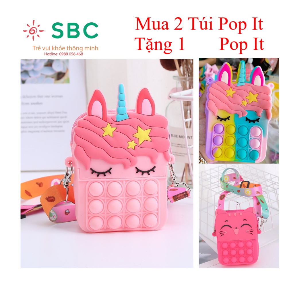 Mua 2 tặng 1 chọn mục quà tặng- Túi đeo chéo mini kết hơp trò chơi pop it bằng silicon mềm giúp giảm căng thẳng