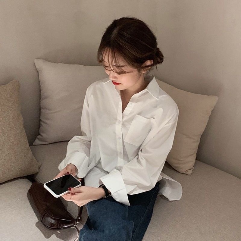 Áo Sơ Mi Nữ Dài Tay Cổ Bẻ Thời Trang Hàn