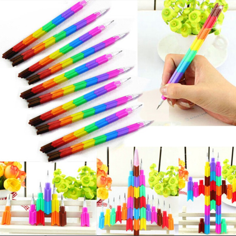 Set 4 bút chì lắp ráp nhiều màu sắc dễ thương