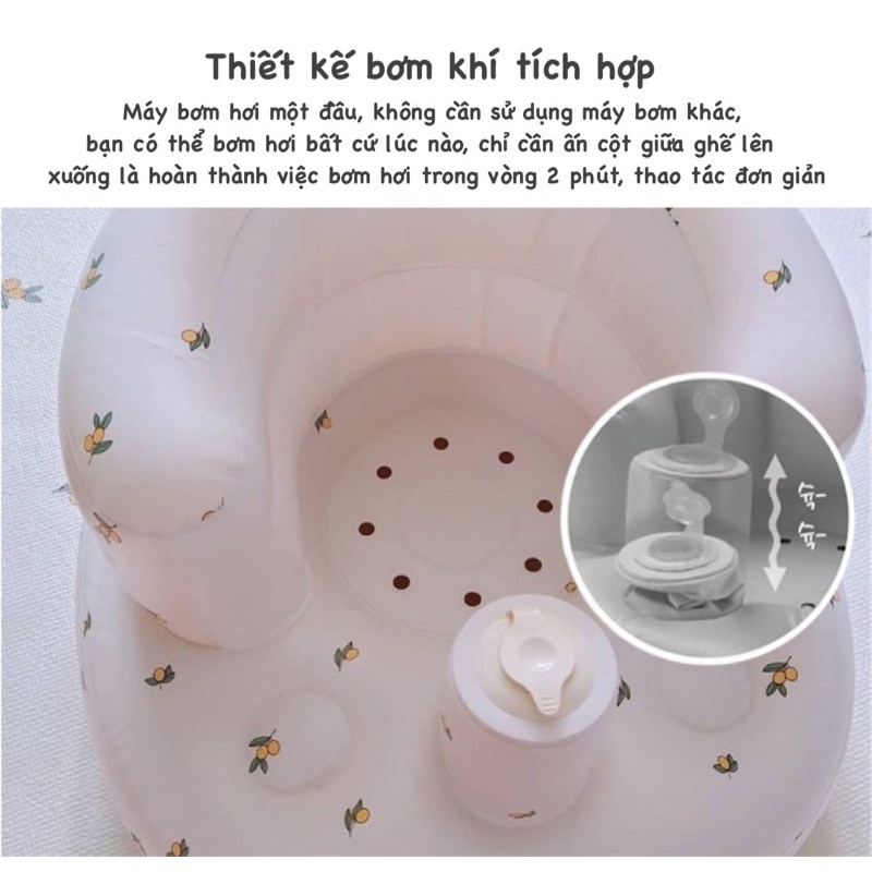 Ghế Hơi Tập Ngồi, Ghế Phao Tập Ngồi Kichi Van Bơm Hơi Tự Động Tiện Lợi Tone Hàn Quốc Siêu Cưng