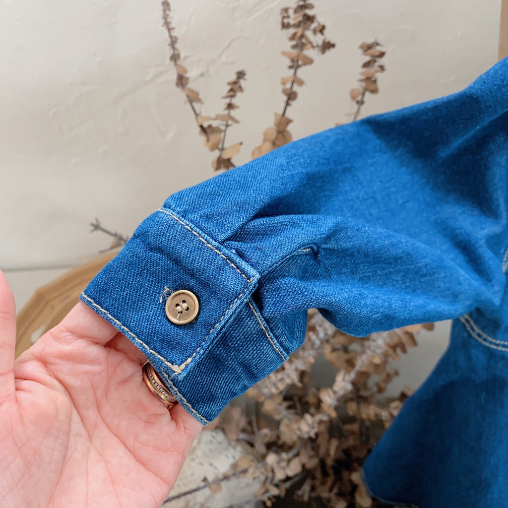 Đầm Denim Tay Dài Thời Trang Mùa Thu 2020 Cho Bé Gái