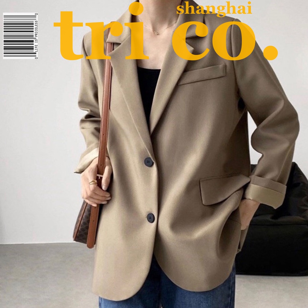 Áo khoác blazer dáng rộng phong cách Hàn Quốc thanh lịch thời trang cho nữ