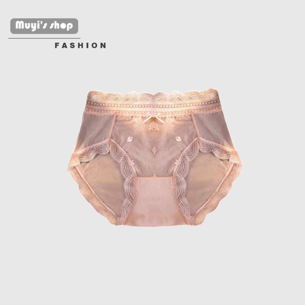 Quần Lót cotton Lưng Cao Không Đường May Phối Ren Gợi Cảm Cho Nữ