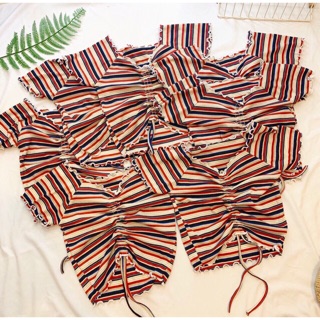 Áo croptop rút dây kẻ siêu hót hít lắm nha