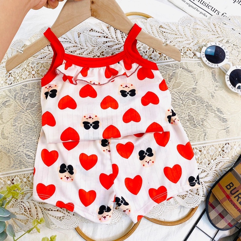 Bộ 2 dây cho bé, đồ bộ hai dây bé gái chất cotton thun lạnh QC Xu Xu Kids size từ 7 đến 20kg