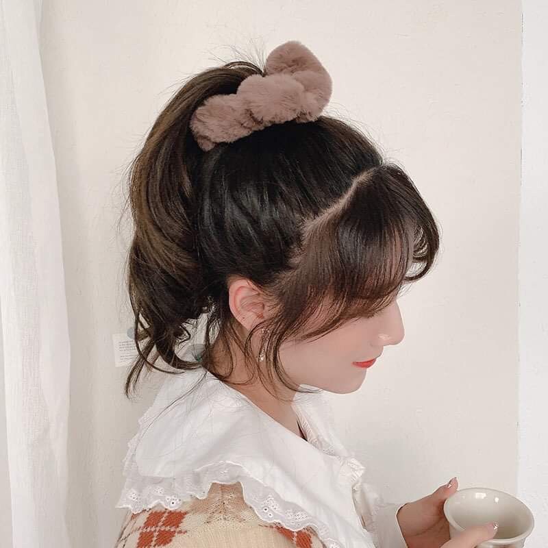 🧸Chun cột tóc scrunchies vải lông siêu to