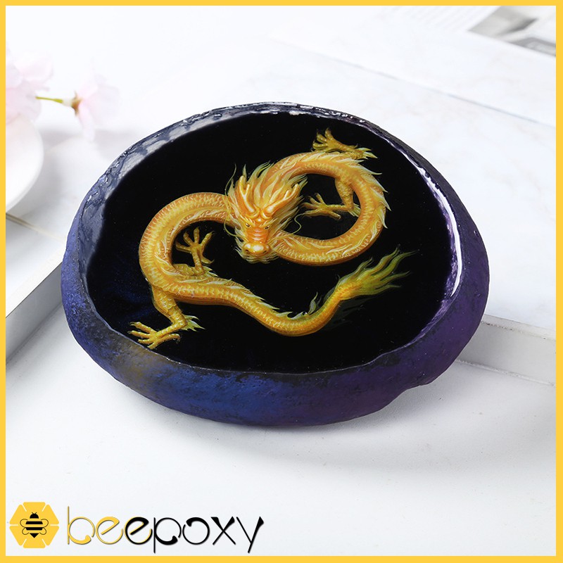 Tấm Dán 3D Đổ Epoxy Resin Hình Rồng Vàng