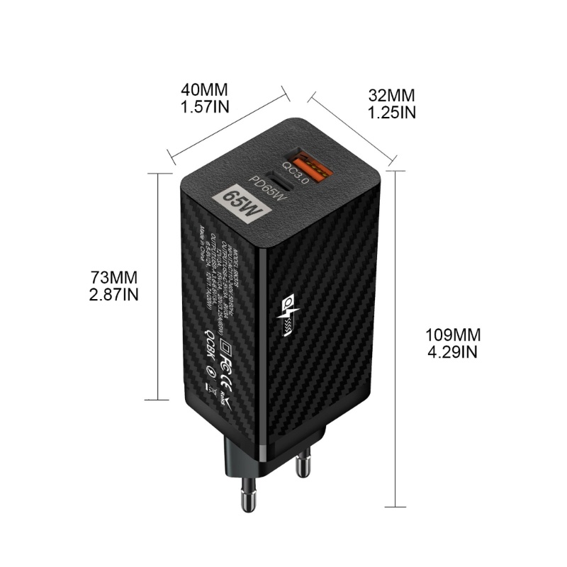 Củ Sạc Nhanh NAMA US / EU 65W Cho QC 3.0 PD USB C USB Type C