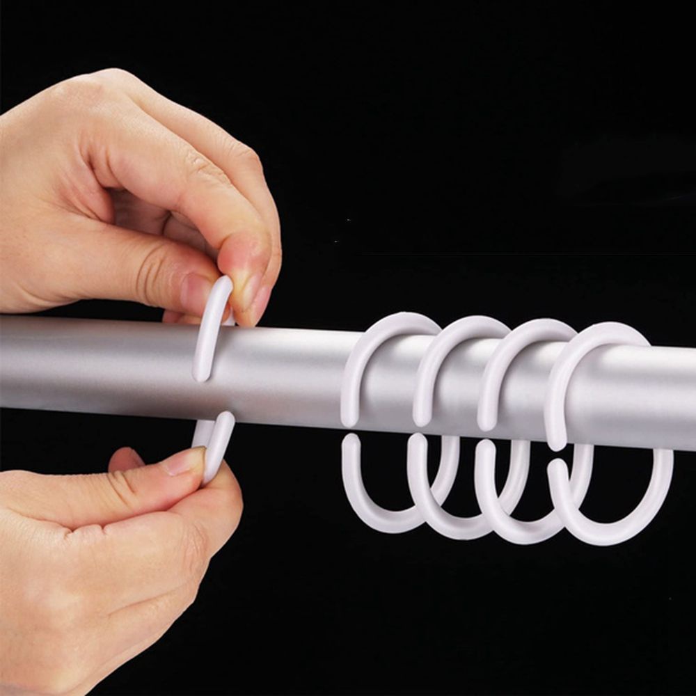 Móc treo rèm cửa hình chữ C bằng nhựa màu trắng/đen có thể uốn cong cho phòng khách nhà tắm