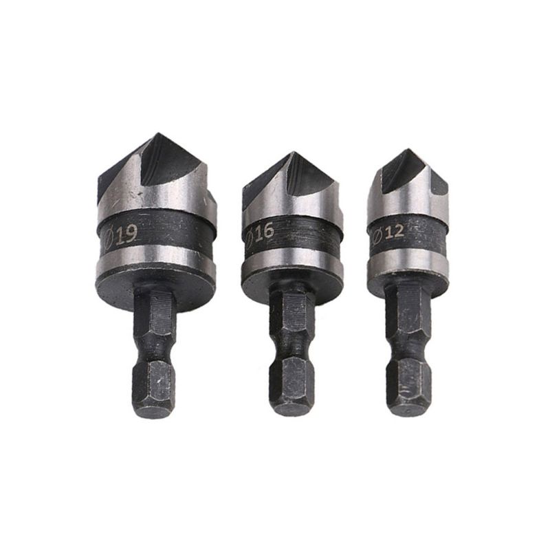 Bộ 3 Mũi Khoan Lục Giác 90 Độ 1 / 4 5 12mm 16mm 19mm Chuyên Dụng