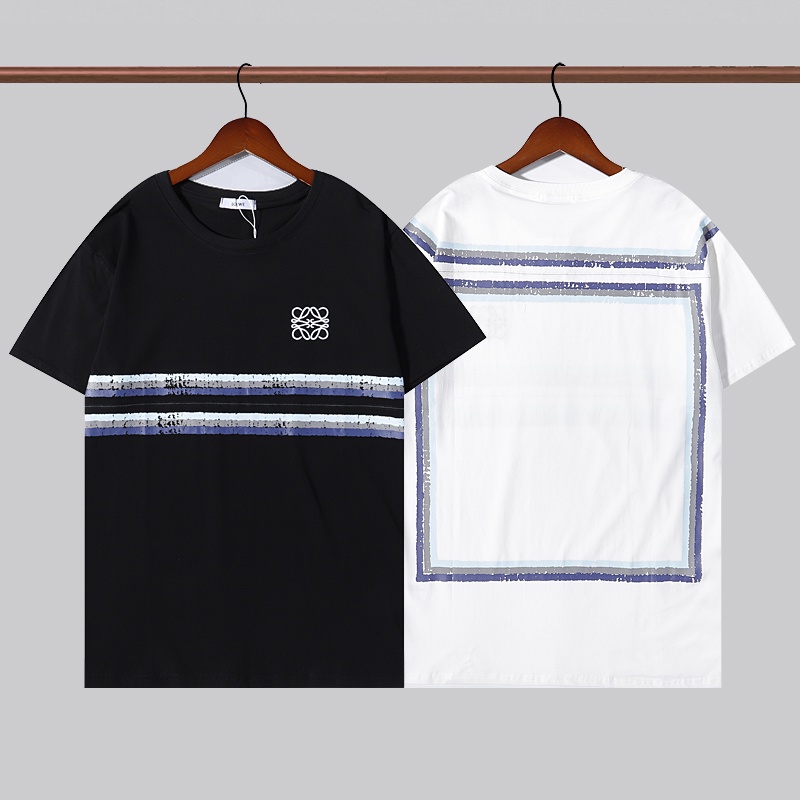 ❤ Áo thun Cotton ngắn tay thêu Logo xếp hình phối màu tương phản cho cặp đôi