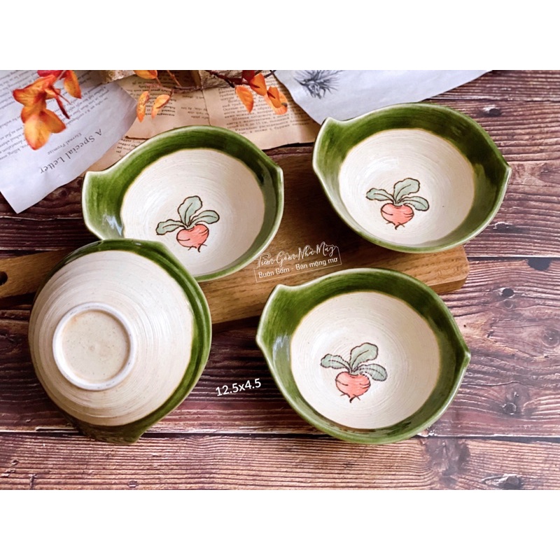 Bộ 2 bát lẩu mộc rêu củ dền gốm sứ nhật