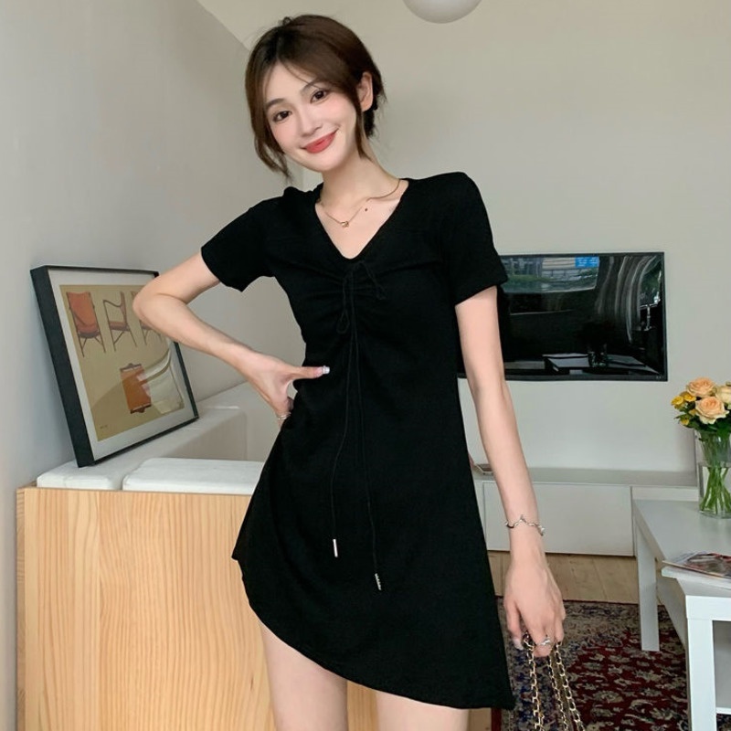 Đầm Chữ A Lưng Cao Phối Dây Rút Thời Trang Mùa Hè Mới