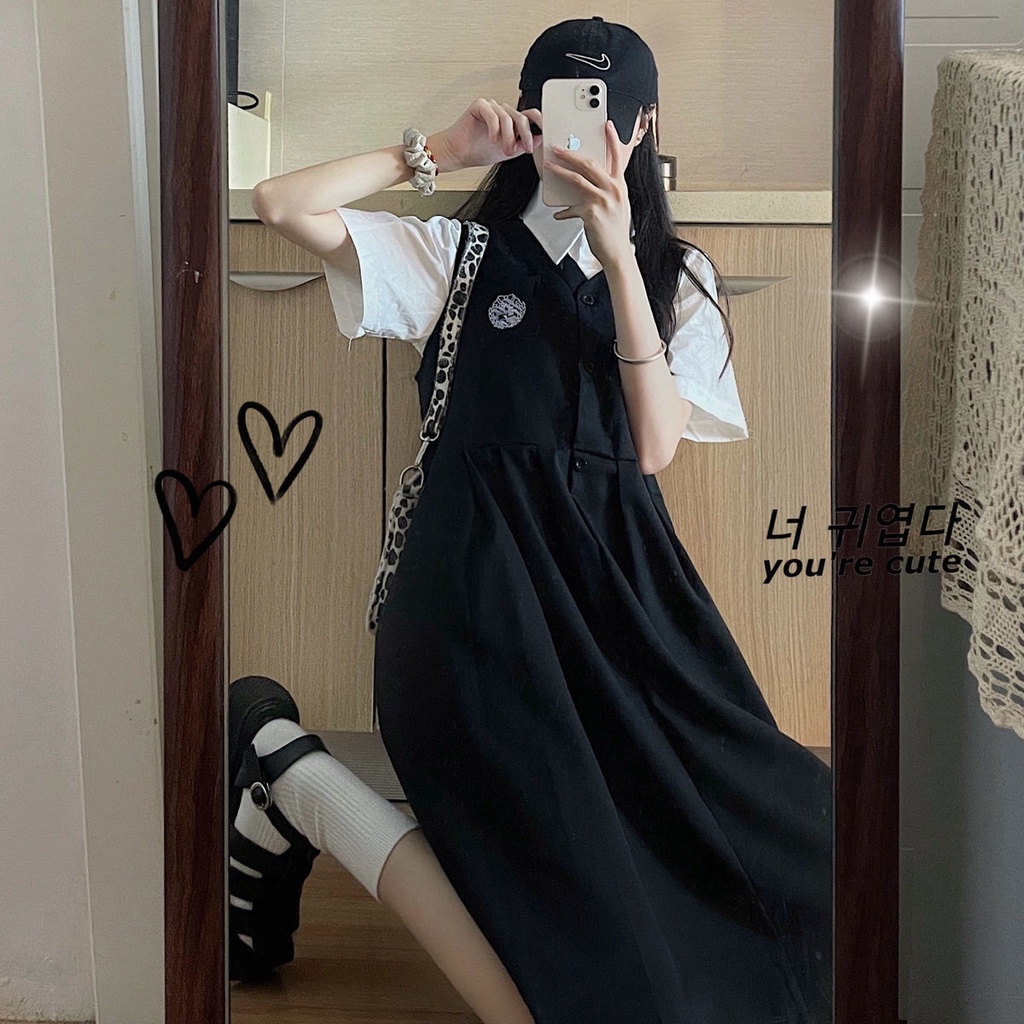 Bộ Đồ Ngắn Tay Dáng Rộng Thêu Họa Tiết Xinh Xắn Dành Cho Nữ