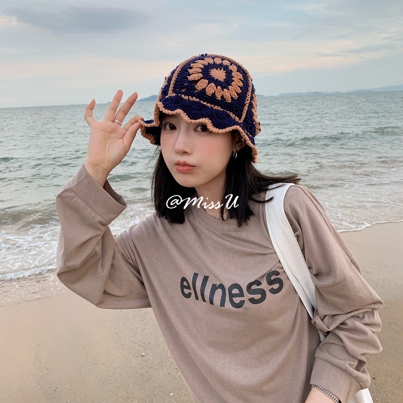 Nón tai bèo dệt kim phong cách Hàn Quốc cho nữ