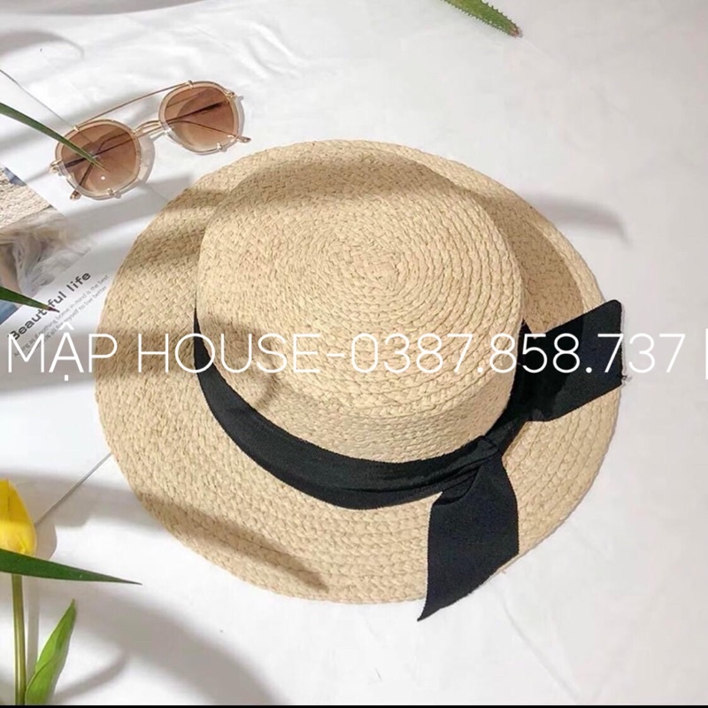 Mũ cói nơ tiểu thư phong cách Vintage