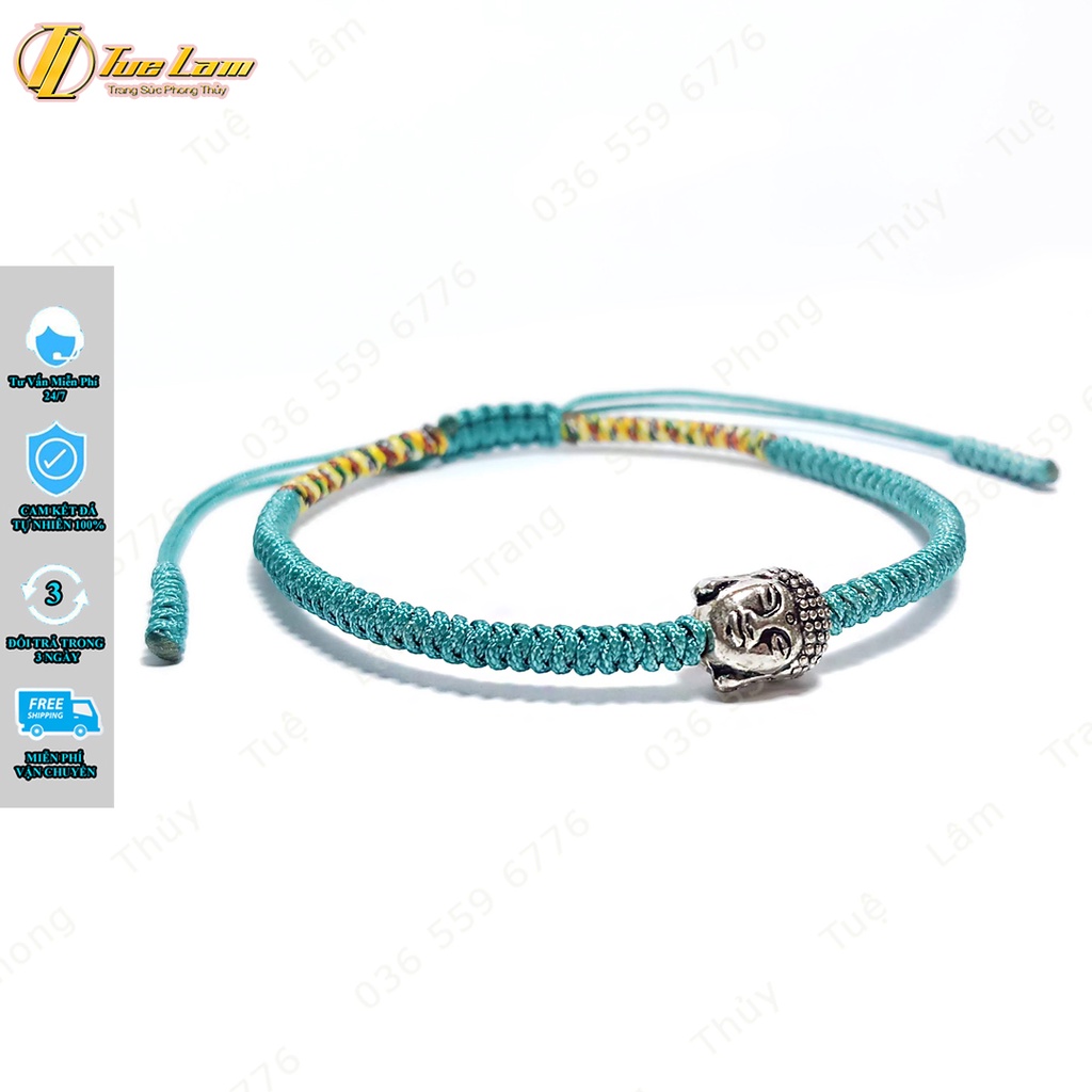 Vòng Tay Chỉ Xanh Dương May Mắn Bện Handmade Charm Mặt Phật Nhỏ - Tuệ Lâm