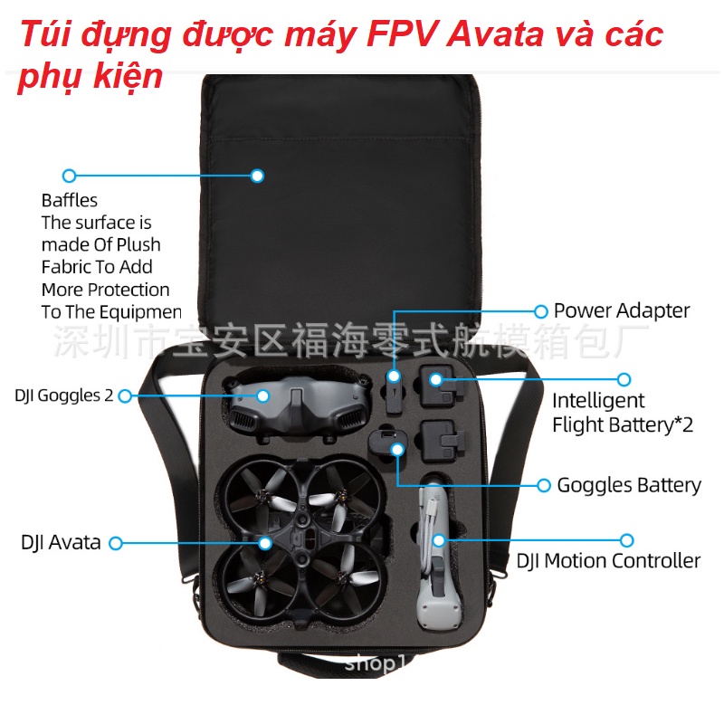 Túi đựng máy quay hành động FPV DJI Avata và phụ kiện - Túi chống nước có dây đeo