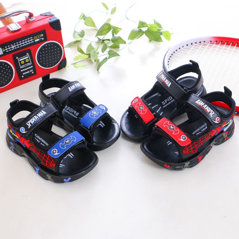 Xăng đan Cao Su Đi Biển Quai Dán In Hình Người Nhện Cá Tính