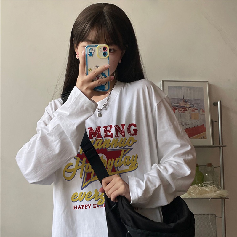 NRVP Áo Thun Nữ Dài Tay Dáng Rộng Phong Cách Hàn Quốc Mới