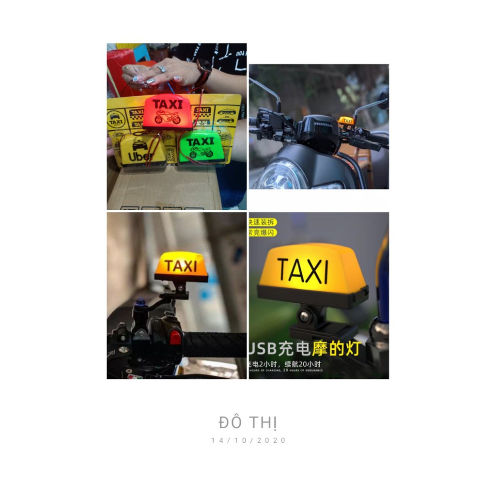 ĐÈN LED TAXI GẮN XE MÁY NHIỀU CHẾ ĐỘ NHÁY ( CÓ KÈM PAD, CÁP SẠC, BĂNG DÍNH 3M )