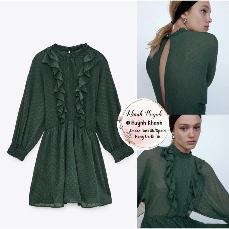 Zara Tbn - Chiffon Jumpsuit màu xanh green Xs