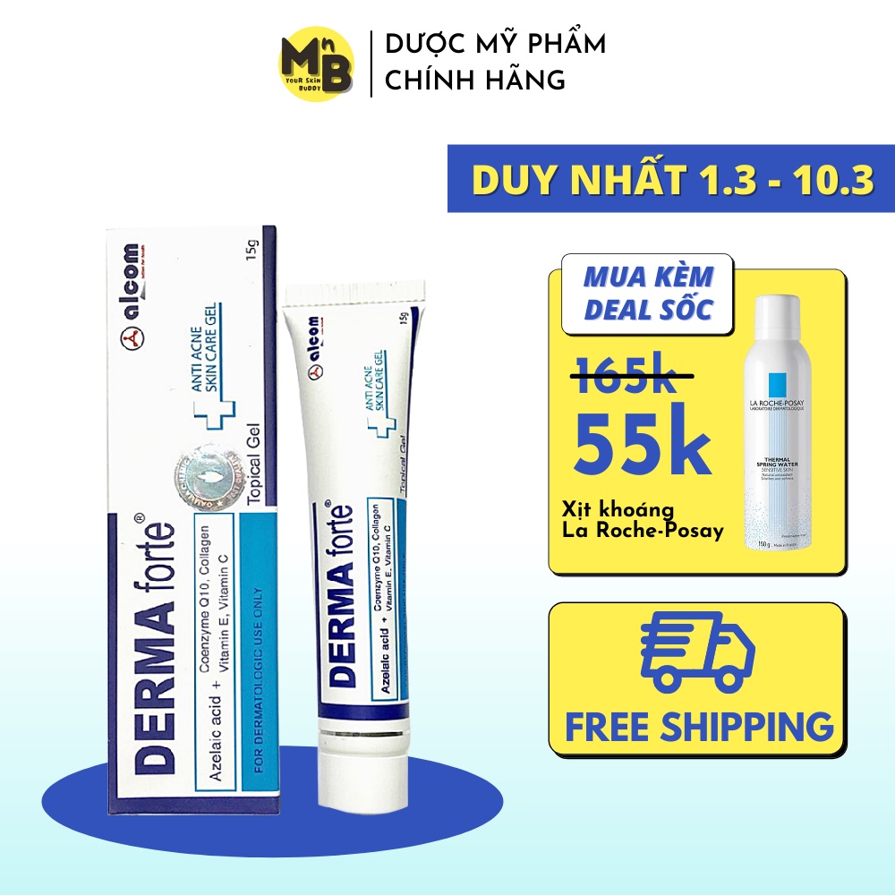 Derma Forte Gel giảm mụn thâm làm sáng da cho da dầu mụn nhạy cảm 15g