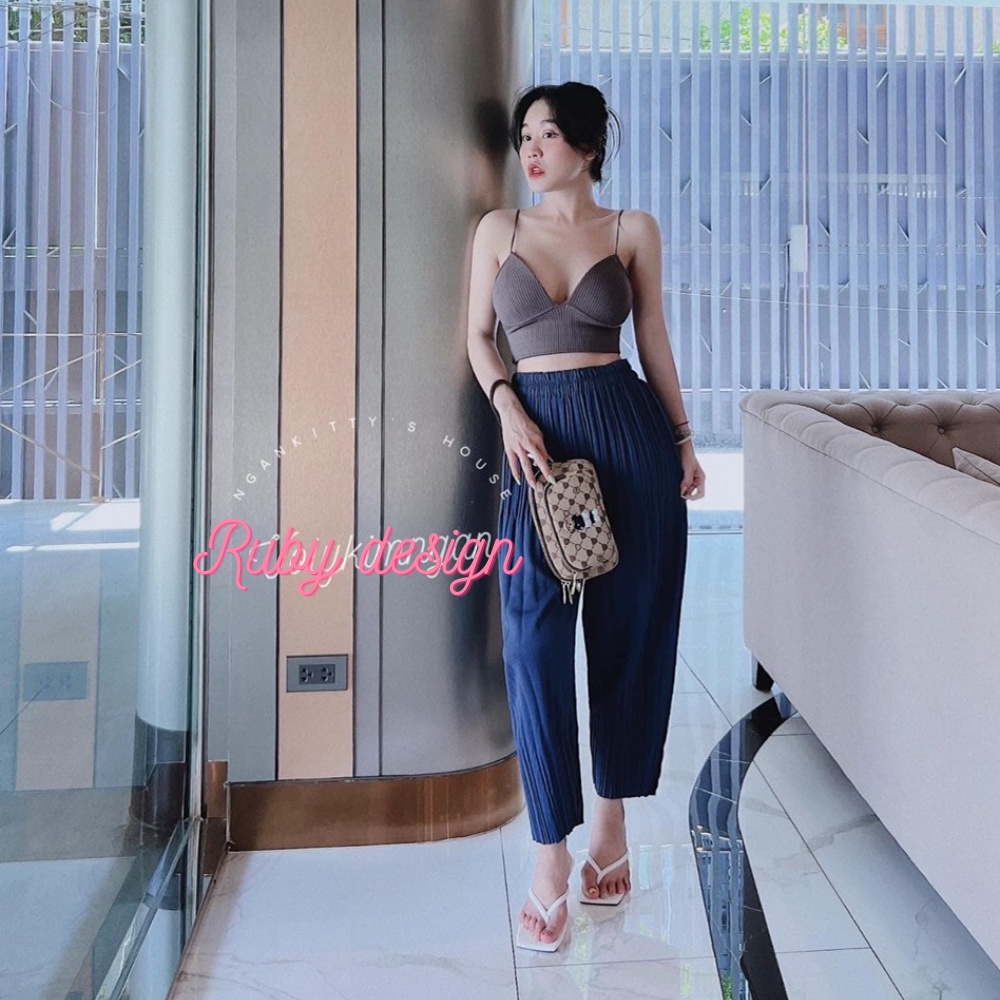 Bra áo bra nữ thun gân mảnh mút liền màu siêu Tây khoét ngực sâu phong cách sexy dễ phối đồ Ruby design