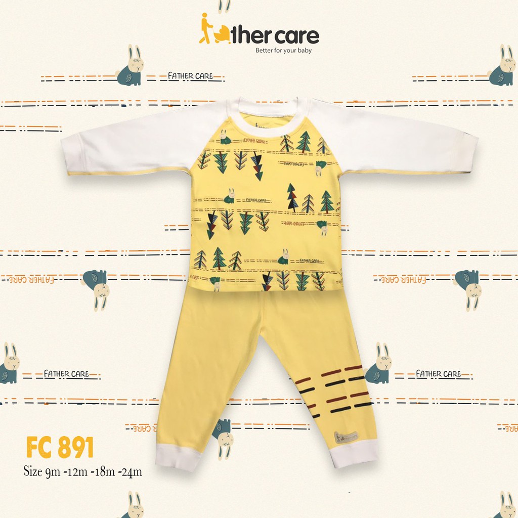 Bộ Quần áo FatherCare Raglan nỉ DT - Thỏ &amp; Cây (Họa tiết - Trơn) FC891