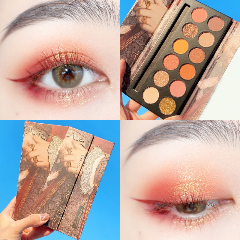 Bảng phấn mắt 12 ô lameila hoàng cung cổ trang xinh đẹp màu lì lâu trôi ánh nhũ phấn má tiện dụng Xilin House