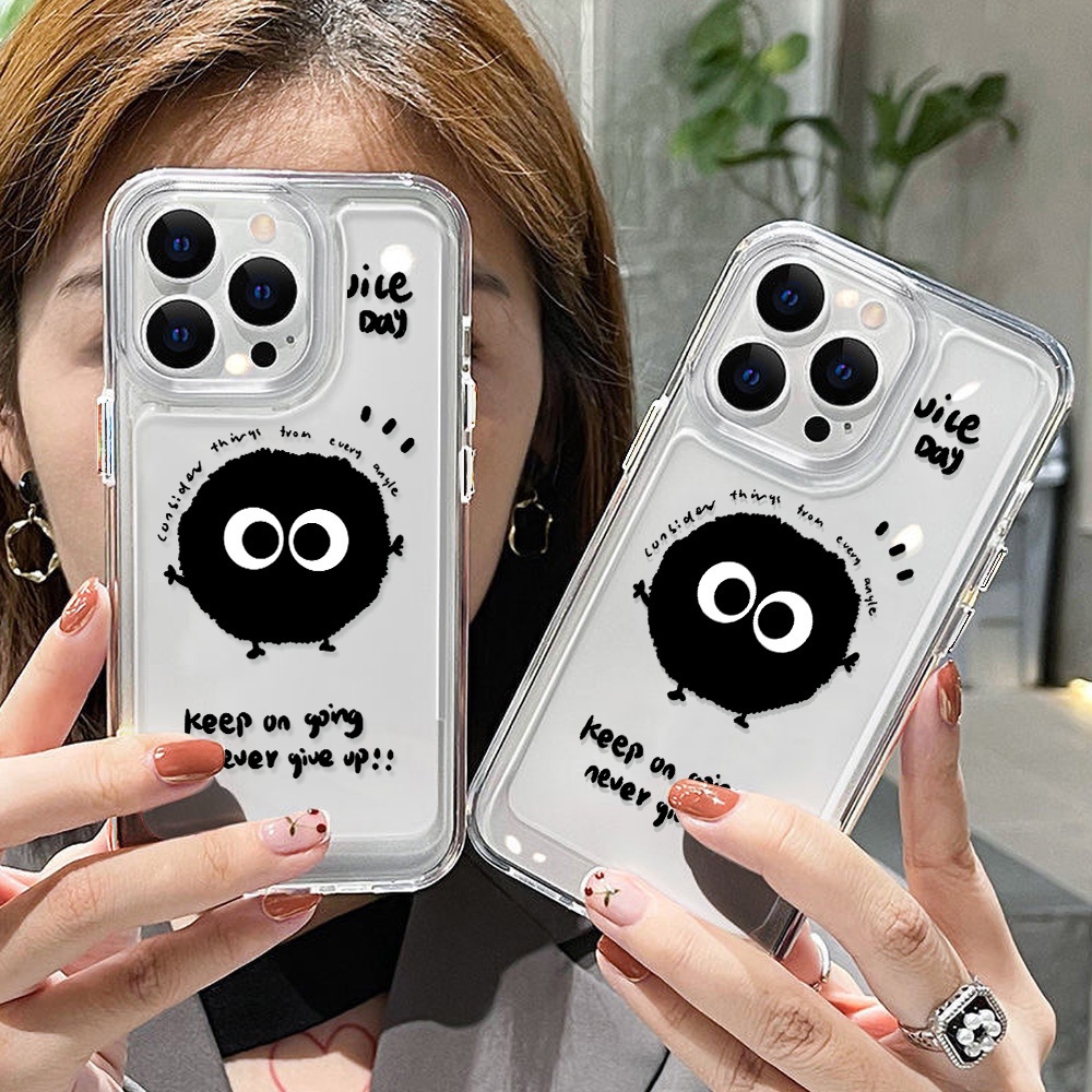 Ốp Điện Thoại Trong Suốt Hình Bùi Nhùi Màu Đen Cho iphone 11 13 7 8 Plus 12 13Pro Max X XS Max 7 8 SE 2020