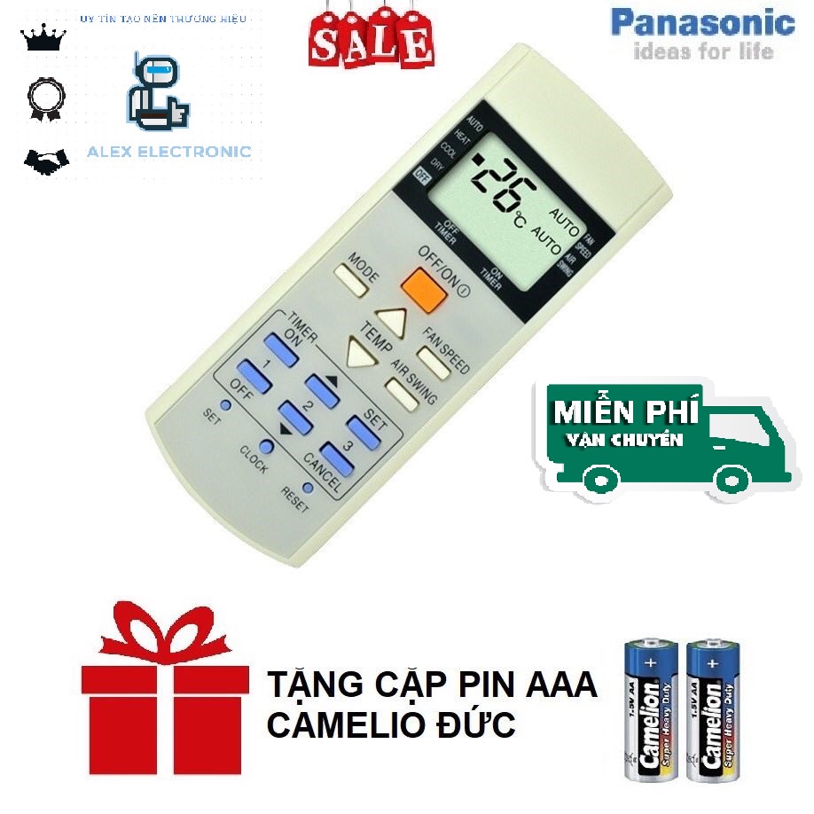 REMOTE MÁY LẠNH PANASONIC không inverter - ĐIỀU KHIỂN ĐIỀU HÒA PANASONIC không inverter-Điện tử Alex-tặng kèm pin