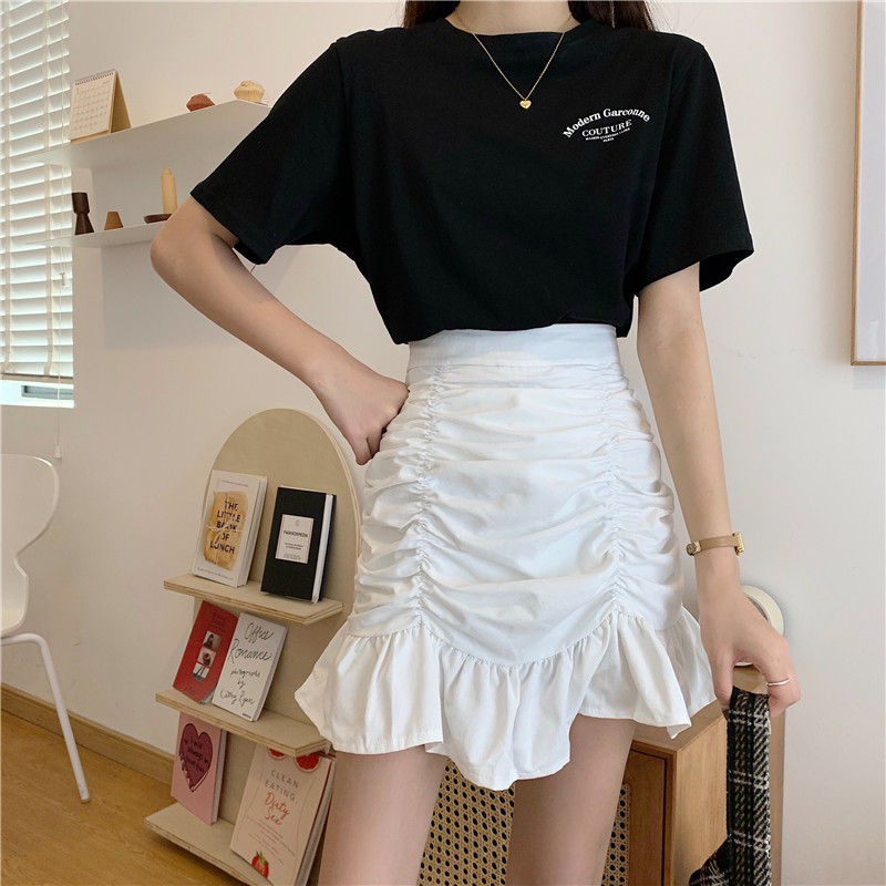 Chân Váy Ngắn Ôm Body Nữ 🐷FREESHIP🐷 Chân Váy Đuôi Cá Nhún Cạp Cao LAVUSA Có Quần Trong Xinh Xắn CV07