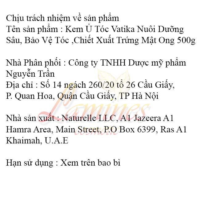 Kem Ủ Tóc Vatika Nuôi Dưỡng Sâu, Bảo Vệ Tóc, Chiết Xuất Trứng Mật Ong 500g - Vatika Intensive Nourishment Egg Honey