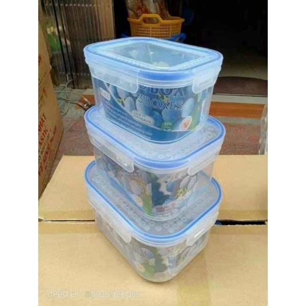 Bộ 3 hộp nhựa đựng thực phẩm dày dặn