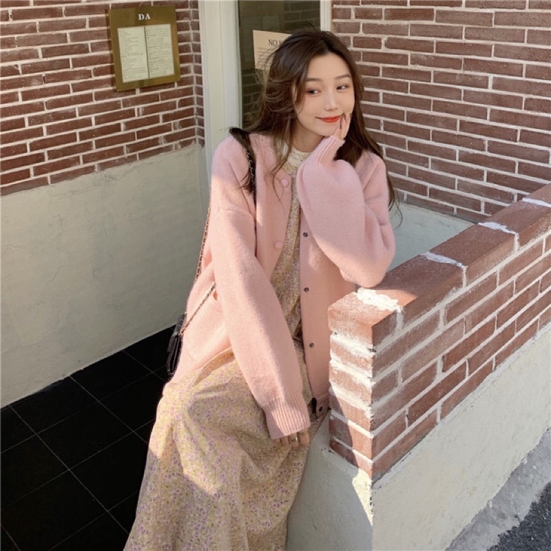 Set váy dài kèm áo khoác mùa đông ulzzang