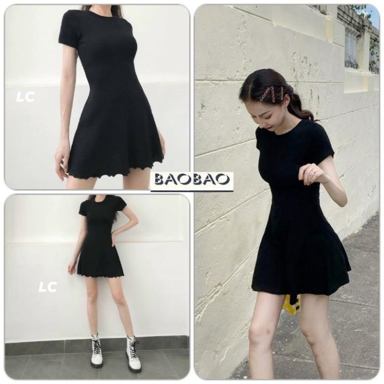 Đầm Thun Ôm Dáng Ngắn Đuôi Bèo - BaoBao.Clothing Nữ [FREESHIP] - Váy thun nữ body chân váy xòe Ulzzang  ྇