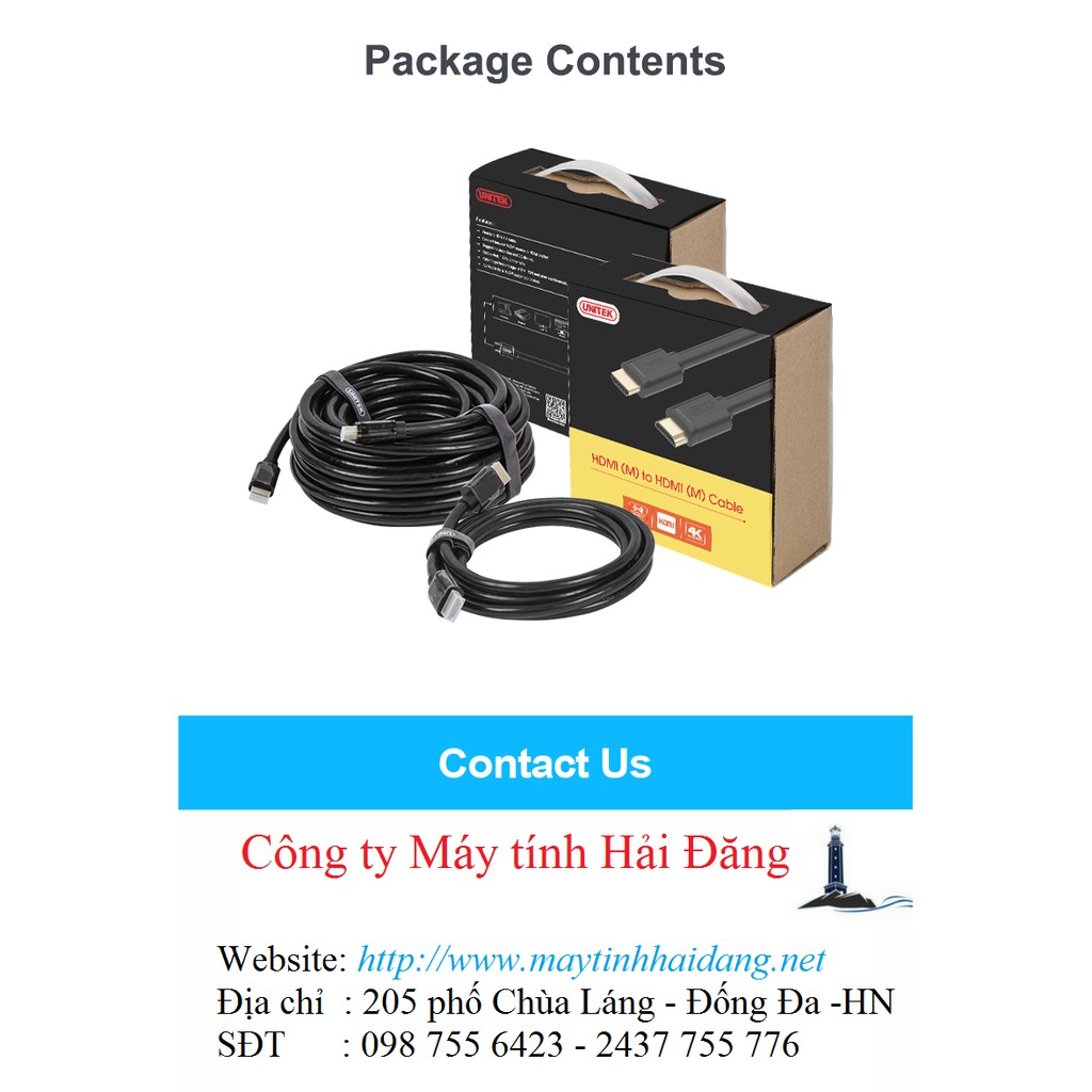 Cáp HDMI Unitek 10m - 15m chính hãng | Dây HDMI to HDMI Unitek | Cáp HDMI chuẩn 1.4 xịn giá rẻ nhất