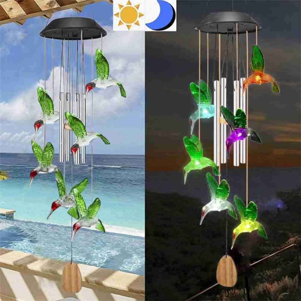 Chuông Gió Có Đèn Năng Lượng Mặt Trời Trang Trí Sân Vườn