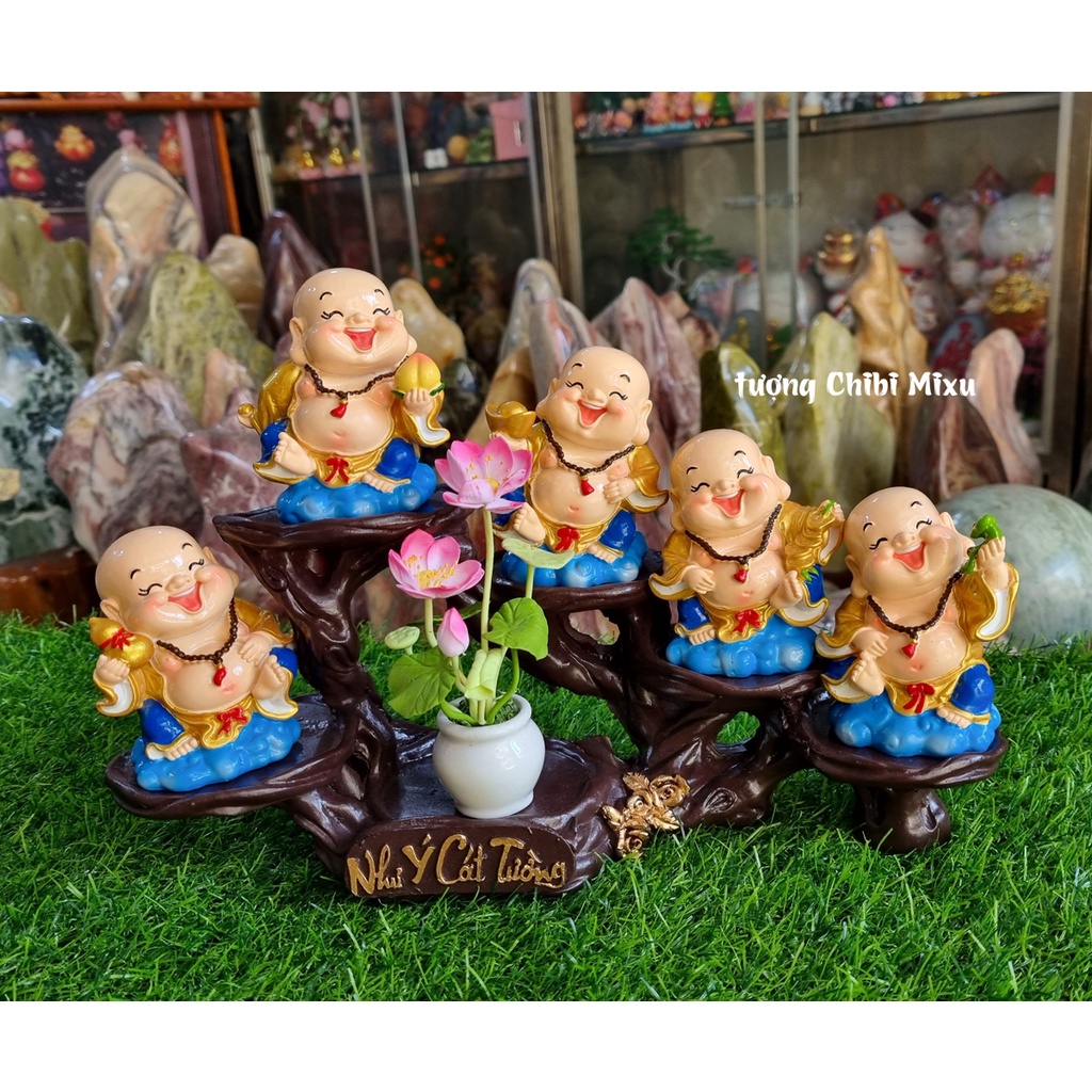 Tượng Di Lặc 9cm sơn nhũ vàng cao cấp