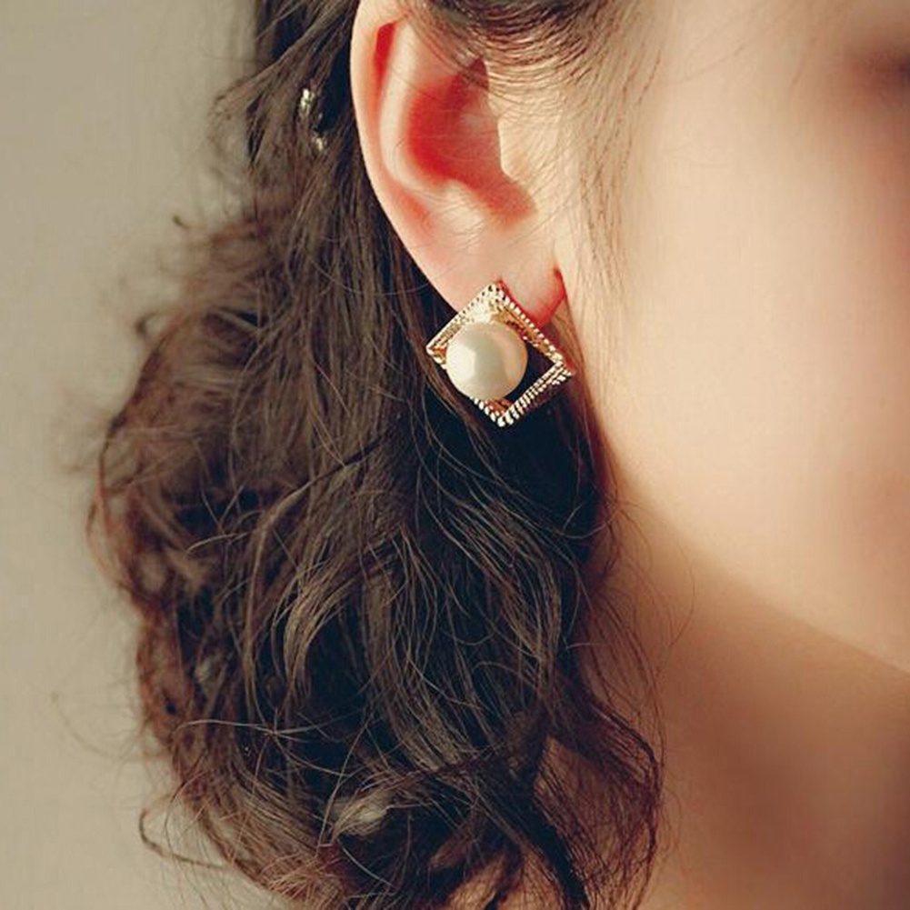Khuyên tai ngọc trai giả nhiều lớp thời trang