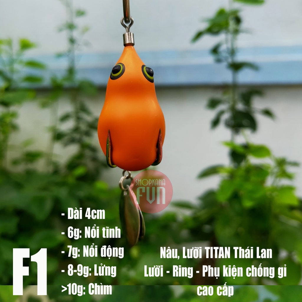 Mồi câu lure nhái hơi F1 nhạy cá Lóc, Chẽm (Nguyên liệu Thái Lan cao cấp)