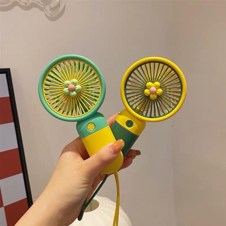 Quạt Cầm Tay Mini, Quạt Tích Điện Hình Bông Hoa Dễ Thương Siêu Mạnh 4 Màu Sắc Dễ Thương