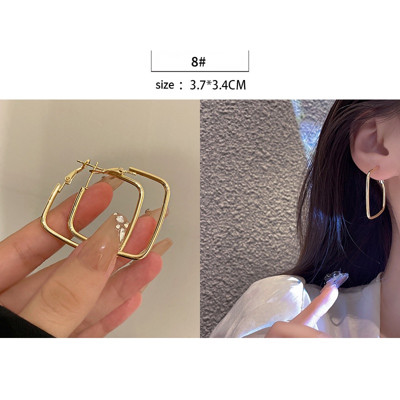 Khuyên Tai Kim Loại Đơn Giản Phong Cách retro Cá Tính