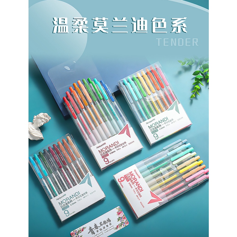 Bút Bi Dạng Nhấn 9 Màu Sắc retro Cho Học Sinh