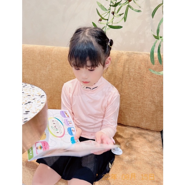 SIZE ĐẠI 18-30kg: Áo thun giữ nhiệt thêu gấu cổ 3 phân ấm áp ngày thu đông cho bé trai bé gái - AGNTG