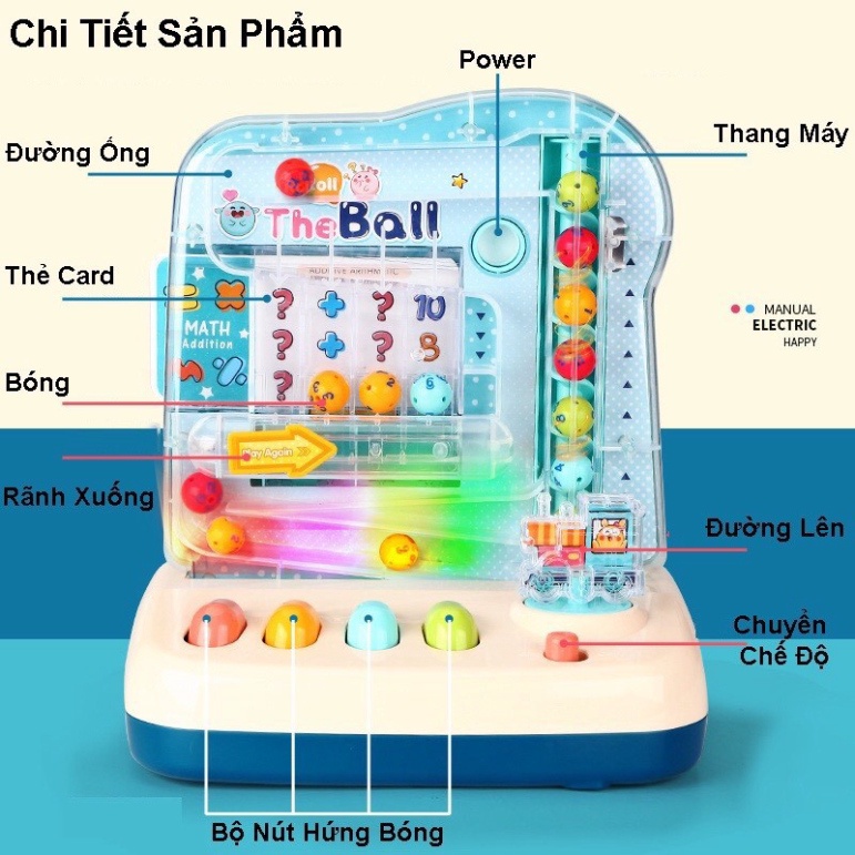 Máy Trò Chơi Bắt Bóng Lăn PINBALL Kèm Thẻ Toán Học (1409BPB)