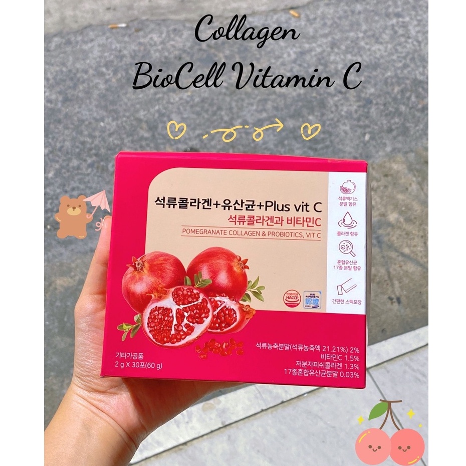 Bột Collagen Lựu Đỏ Bio Cell Hàn Quốc Dưỡng Đẹp Da